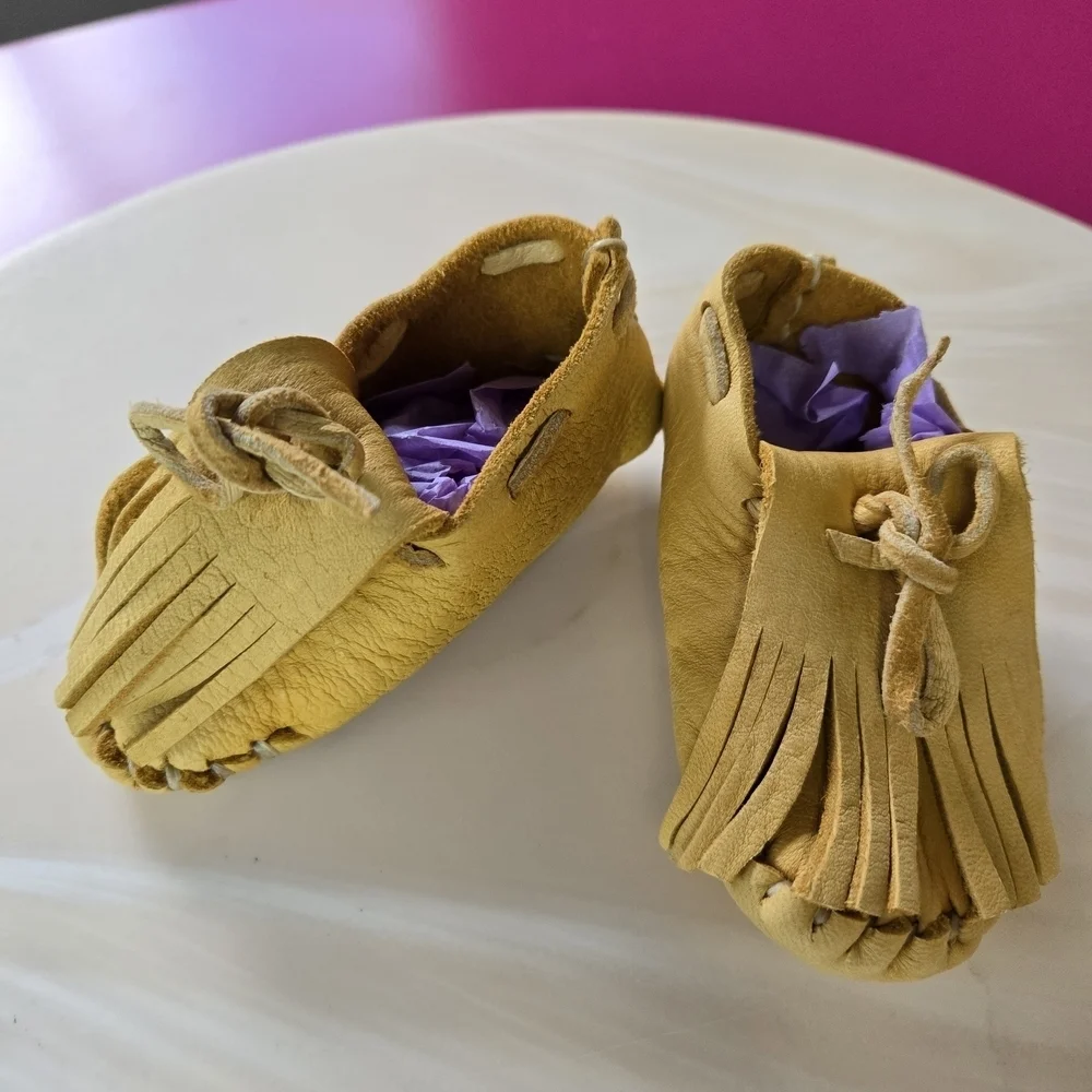 Charming Tan Kids Moccasins with Fringe